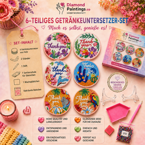 Farbenfrohe Dankeschöns Untersetzer-Set